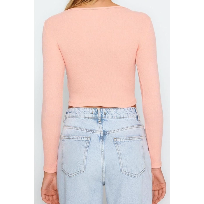 Kadın Crop Slim Kalıp Antrasit-Mint 2li Paket Fitted Vücuda Oturan Geniş Yaka Fitilli Esnek Bluz