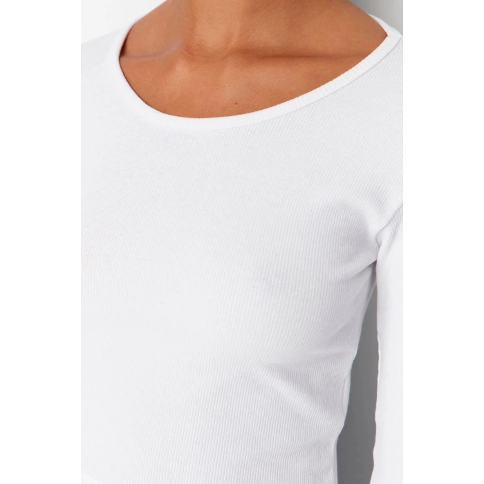Kadın Crop Slim Kalıp Antrasit-Mint 2li Paket Fitted Vücuda Oturan Geniş Yaka Fitilli Esnek Bluz