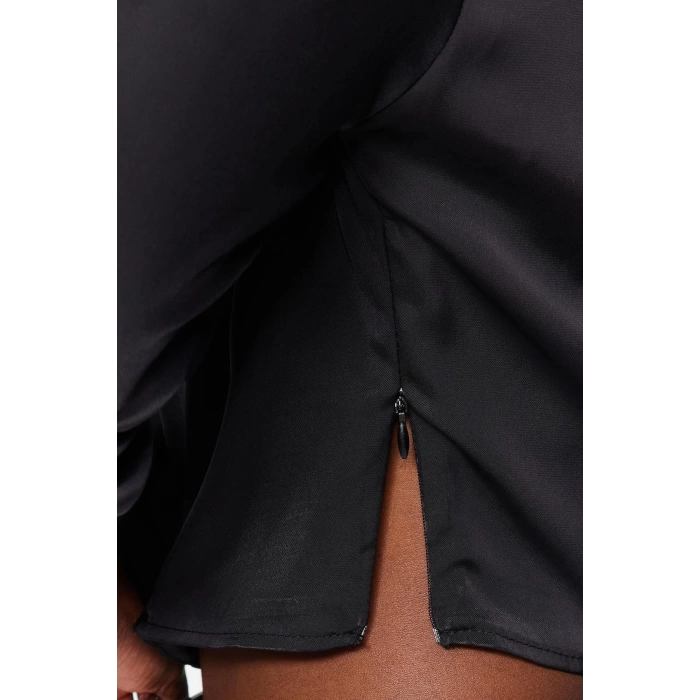 Kadın Moda Şık Üst Giyim Crop Gömlek Yaka Regular Kalıp Dokuma Saten Bluz