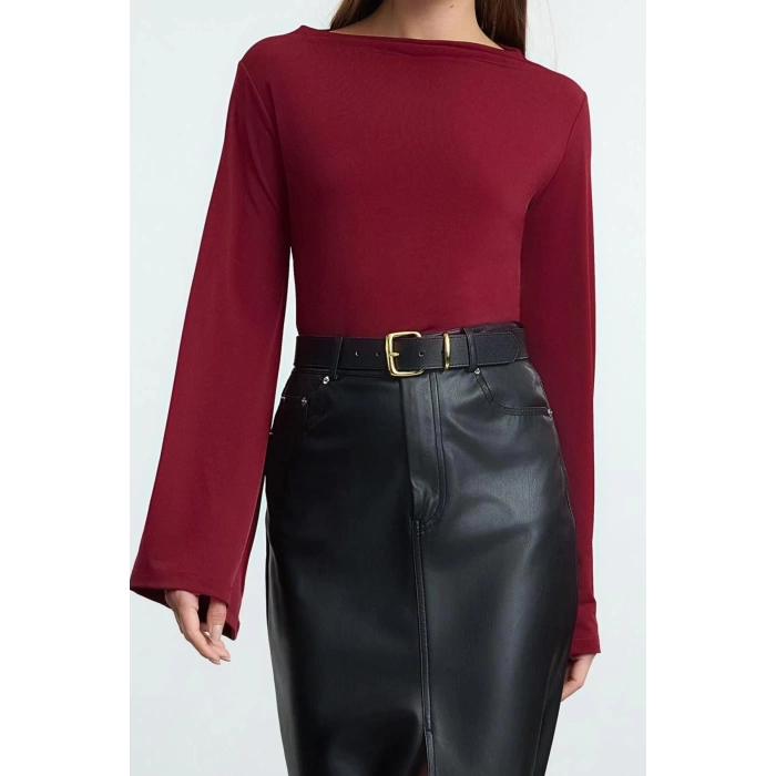 Women Fashion Stylish Tops Regular Boat Neck Spanish Sleeve Relaxed Pattern Knitted Comfortable Pattern Flexible Blouse