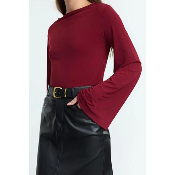 Women Fashion Stylish Tops Regular Boat Neck Spanish Sleeve Relaxed Pattern Knitted Comfortable Pattern Flexible Blouse
