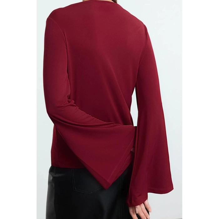 Women Fashion Stylish Tops Regular Boat Neck Spanish Sleeve Relaxed Pattern Knitted Comfortable Pattern Flexible Blouse