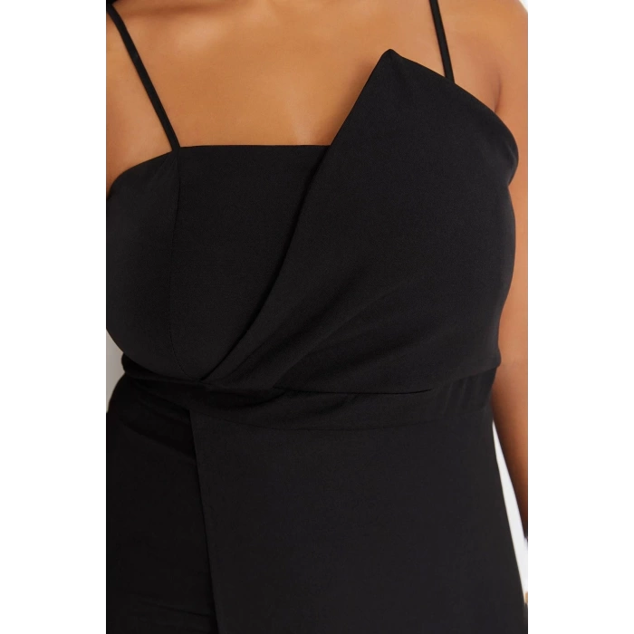 New Fit Stylish Evening Dress Finike Woven Strapless Halter Sleeve Bodycone Midi Length Plus Size Dress