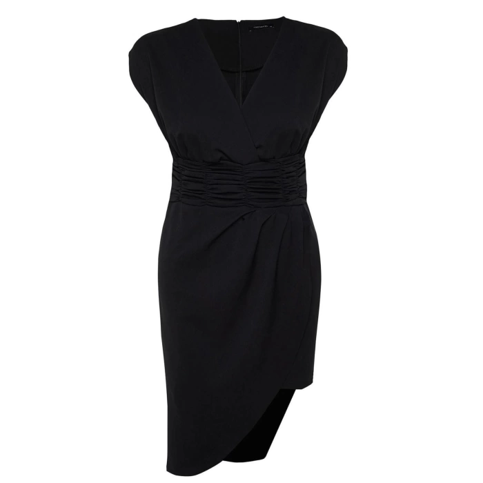 New Fit Day Night Finike Woven Double Breasted Short Sleeve Wrap Mini Size Plus Size Dress