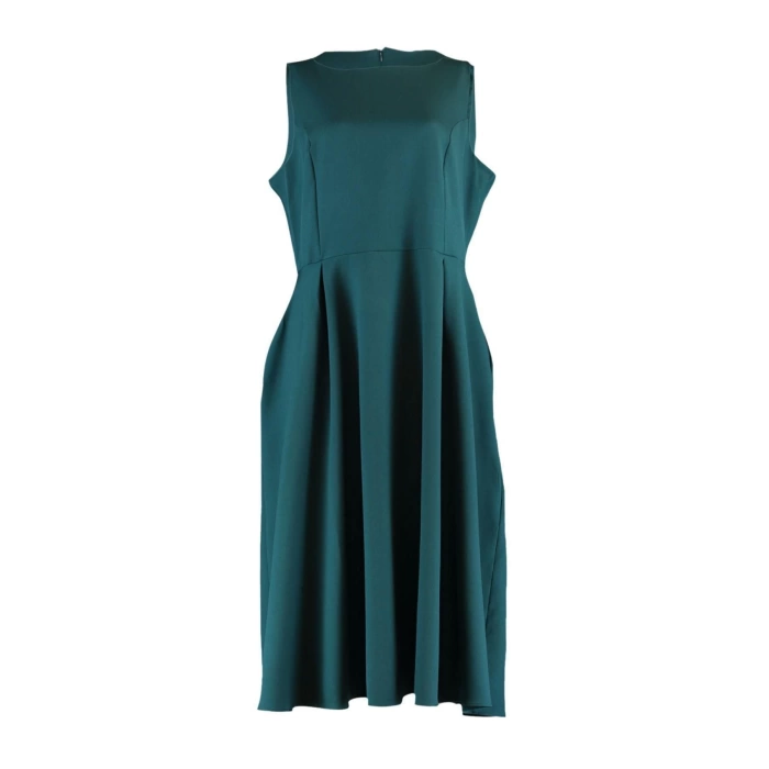 New Comfortable Day Night Crepe Woven Crew Neck Strap Sleeve A-Line Midi Length Plus Size Dress