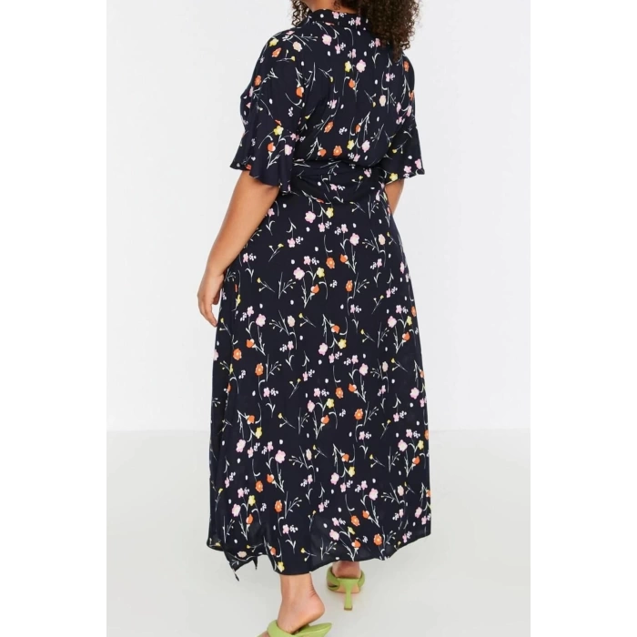 New Comfortable Casual Daily Viscose Woven Shirt Collar Short Sleeve A-Line Maxi Length Plus Size Dress