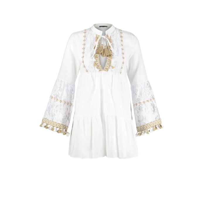 New Regular Beach Casual Voile Woven V Neck Long Sleeve Basic Mini Length Dress