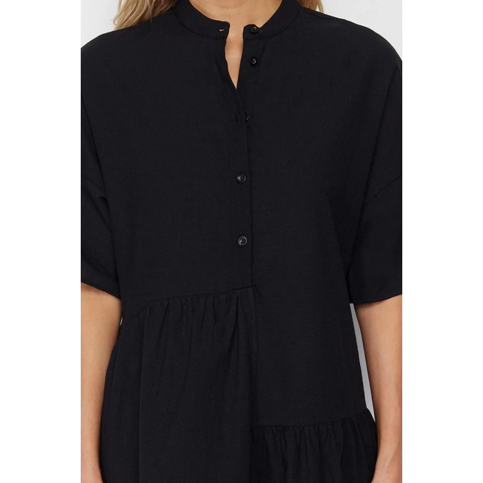 New Regular Beach Casual Poplin Woven Sweetheart Neck Short Sleeve Smock Mini Length Dress