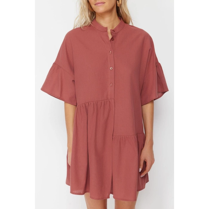 New Regular Beach Casual Poplin Woven Sweetheart Neck Short Sleeve Smock Mini Length Dress