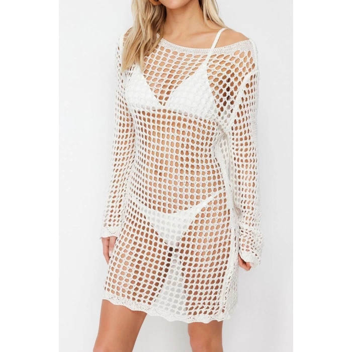 New Fit Beach Casual Knitwear Look Knitwear Crew Neck Long Sleeve Shift Maxi Length Dress