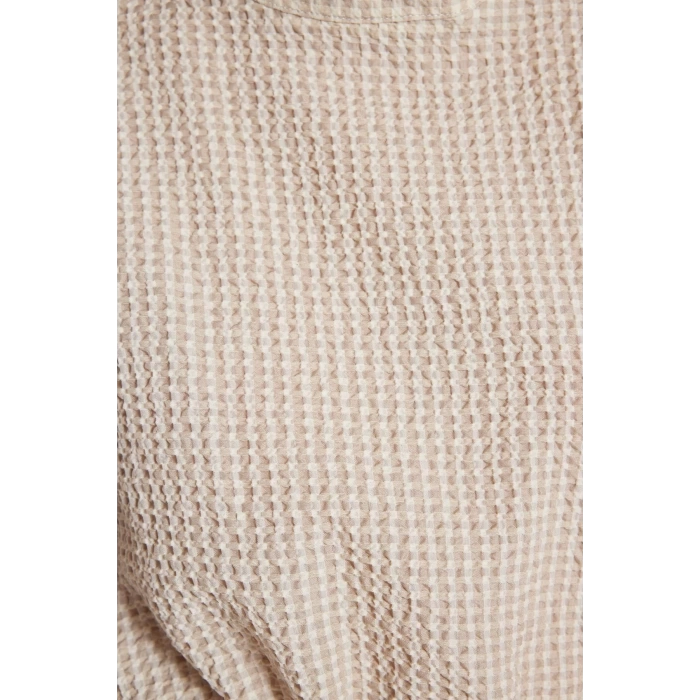 New Regular Casual Daily Seersucker Woven Crew Neck Long Sleeve A-Line Long Length Hijab Dress