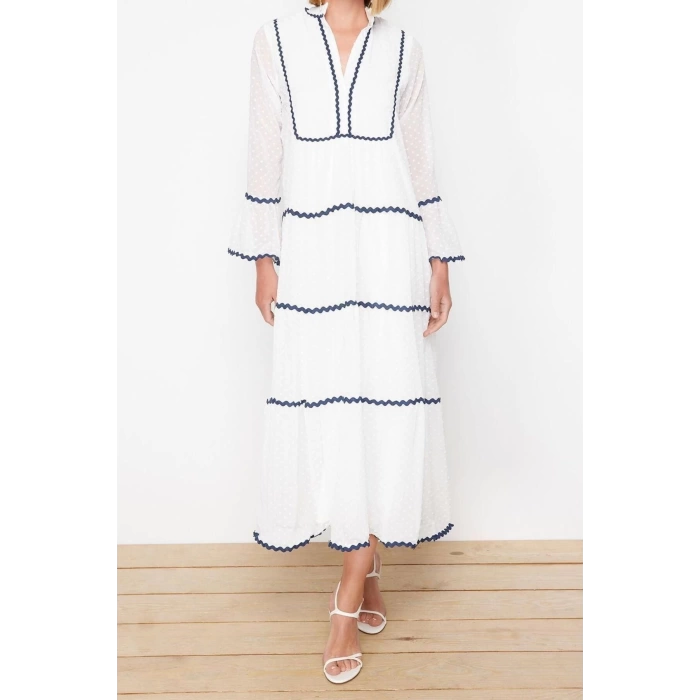 New Regular Casual Daily Chiffon Woven V Neck Long Sleeve A-Line Maxi Length Hijab Dress