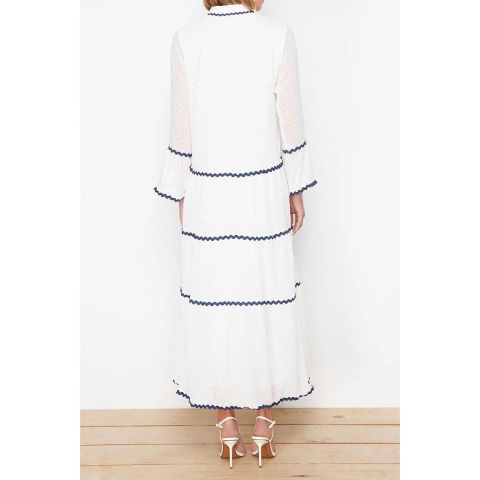 New Regular Casual Daily Chiffon Woven V Neck Long Sleeve A-Line Maxi Length Hijab Dress