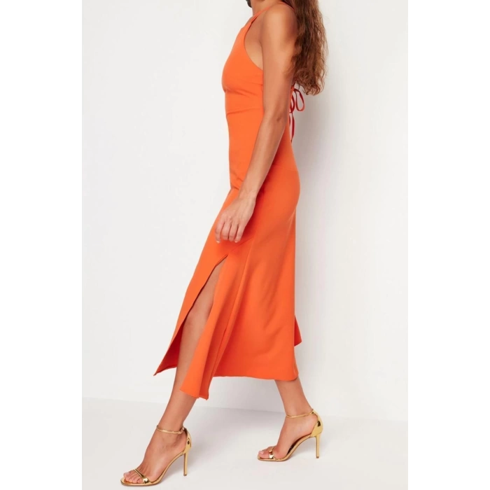 New Fit Graduation Prom Finike Woven Halter Neck Sleeveless Sleeve Shift Maxi Length Dress