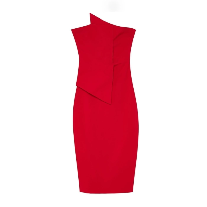 Yeni Fit Mezuniyet Balo Finike Dokuma Straplez Kolsuz Kol Bodycone Midi Boy Elbise