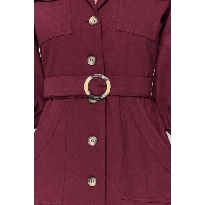 New Regular Casual Daily Gabardine Woven Jacket Collar Three Quarter Sleeve Shirt Dress Mini Length Dress