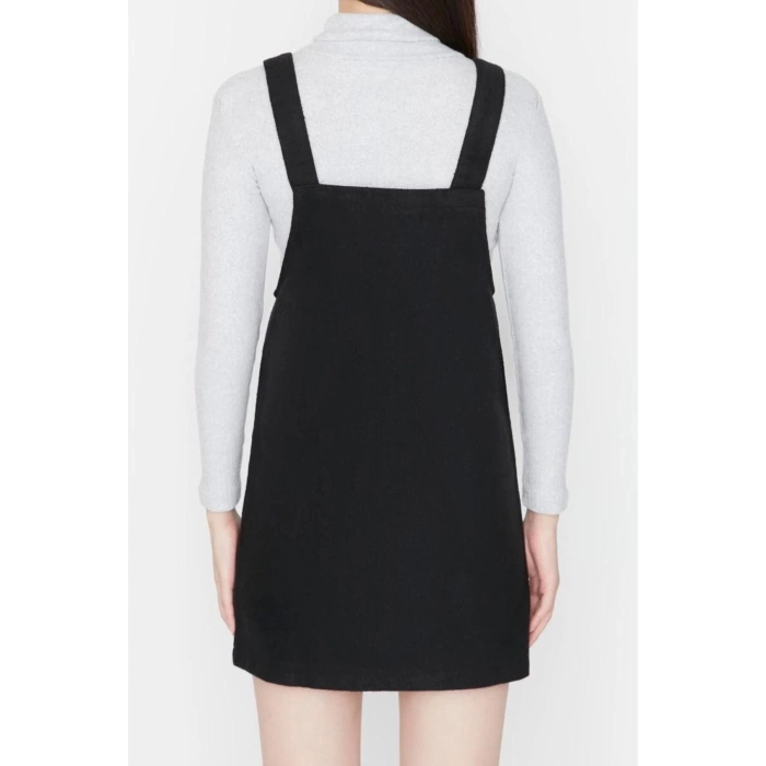 New Regular Casual Daily Flannel Woven Square Neck Strappy Sleeve Vest Mini Length Dress