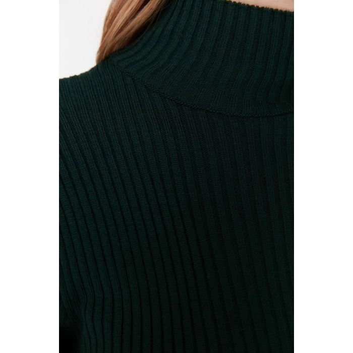 New Slim Casual Daily Single Plate Knitwear Stand Collar Long Sleeve Bodycon Mini Length Dress