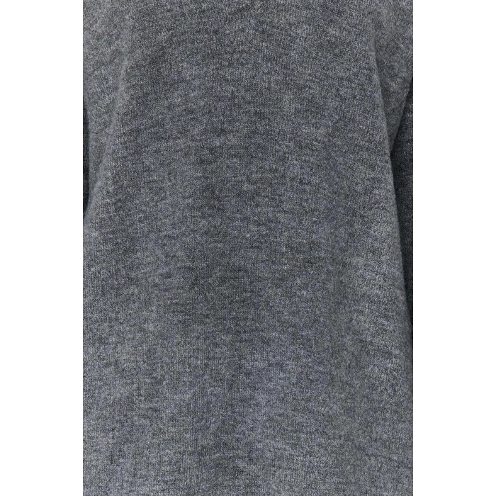 New Oversize Casual Daily Full Needle Knitwear V Neck Long Sleeve Sweater Dress Mini Length Dress