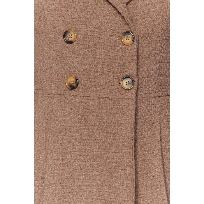New Regular Business Tweed Woven Jacket Collar Long Sleeve Jacket Dress Mini Length Dress