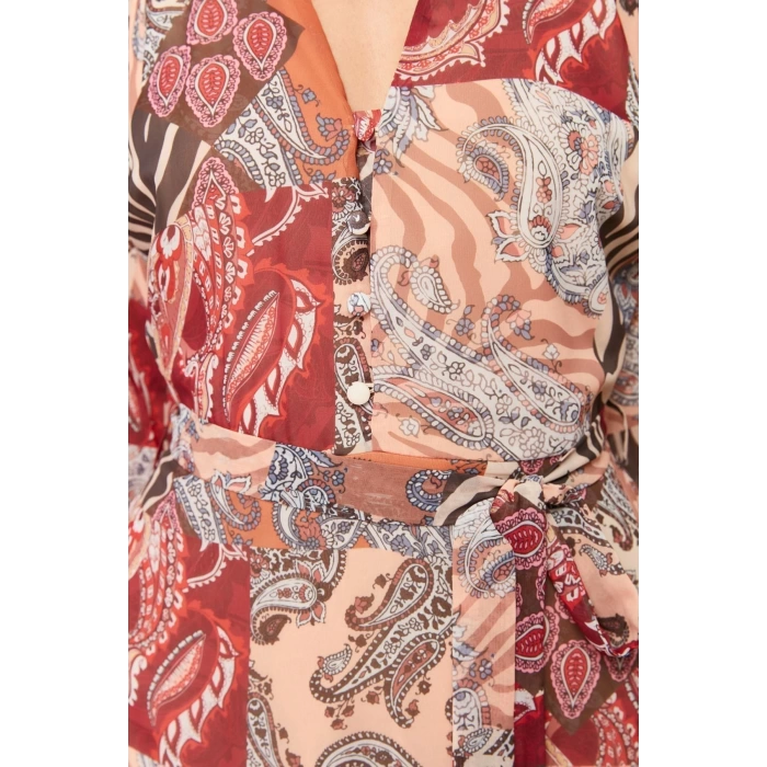 New Regular Day Night Chiffon Woven V Neck Long Sleeve A-Line Midi Length Dress