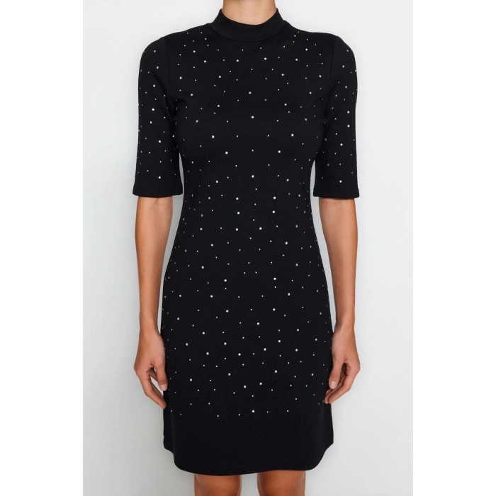 New Slim Business Interlock Knitted Crew Neck Short Sleeve Bodycon Mini Dress