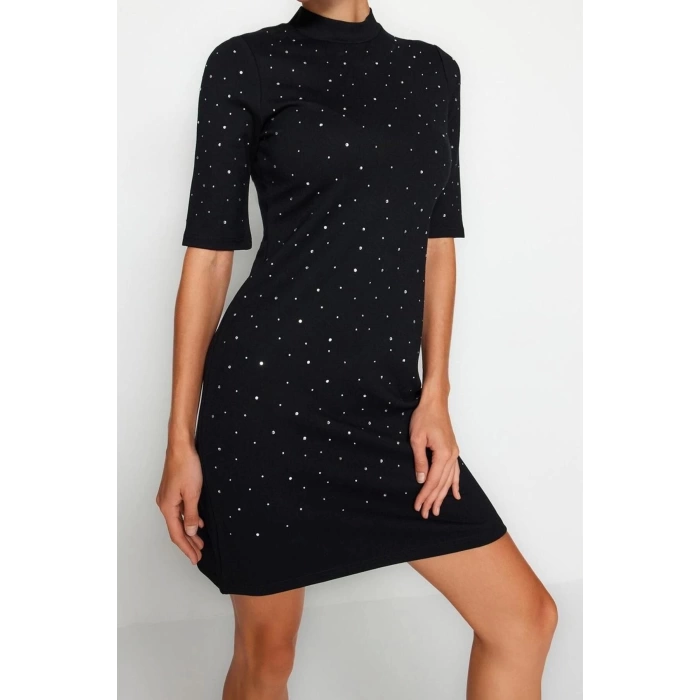 New Slim Business Interlock Knitted Crew Neck Short Sleeve Bodycon Mini Dress