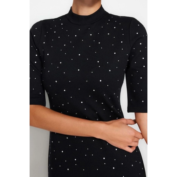 New Slim Business Interlock Knitted Crew Neck Short Sleeve Bodycon Mini Dress