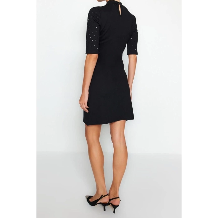 New Slim Business Interlock Knitted Crew Neck Short Sleeve Bodycon Mini Dress
