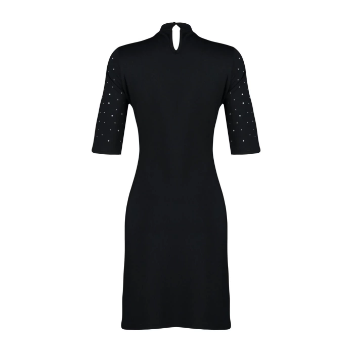 New Slim Business Interlock Knitted Crew Neck Short Sleeve Bodycon Mini Dress