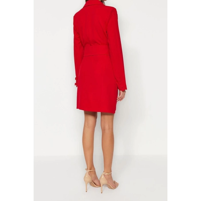 New Regular Business Finike Woven Jacket Collar Long Sleeve Jacket Dress Mini Length Dress