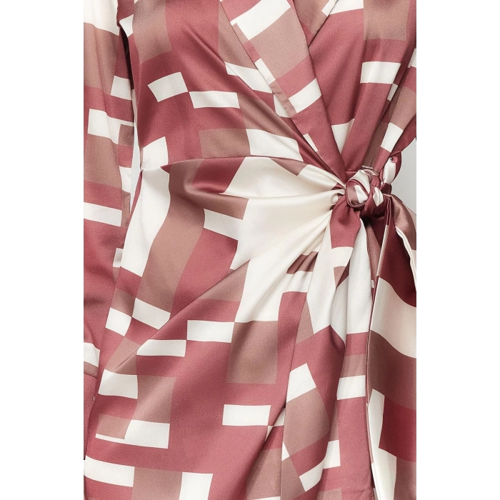 New Regular Day Night Satin Woven Jacket Collar Long Sleeve Double Breasted Midi Length Dress