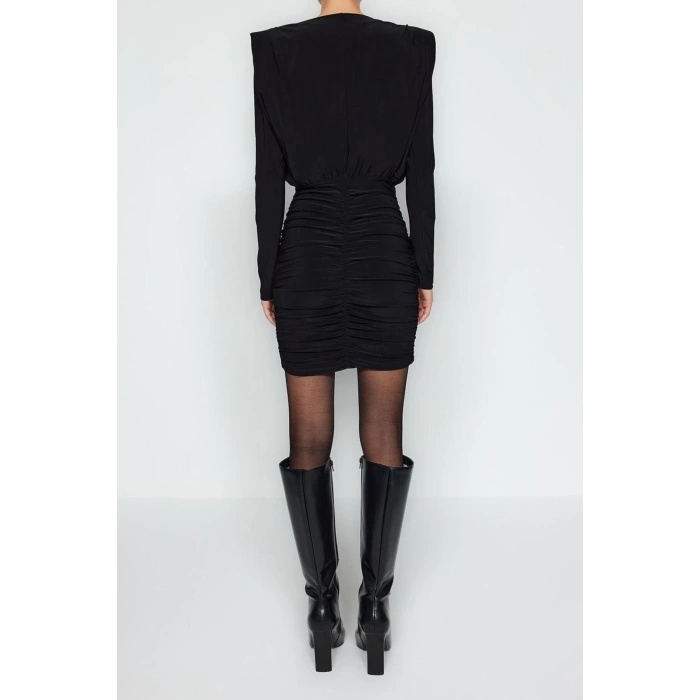 New Slim Day Night Thick Sandy Knitted Boat Neck Long Sleeve Bodycone Mini Length Dress