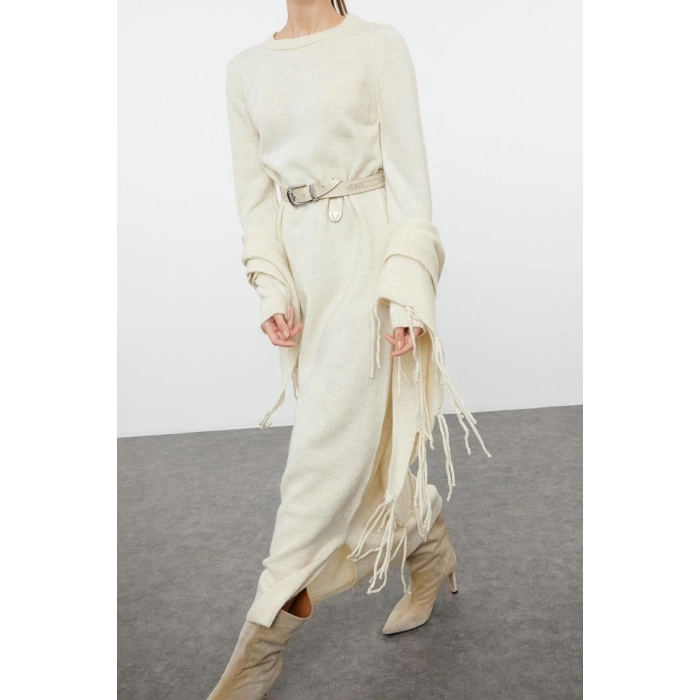 New Regular Casual Daily Single Plate Knitwear Crew Neck Long Sleeve Basic Maxi Length Dress