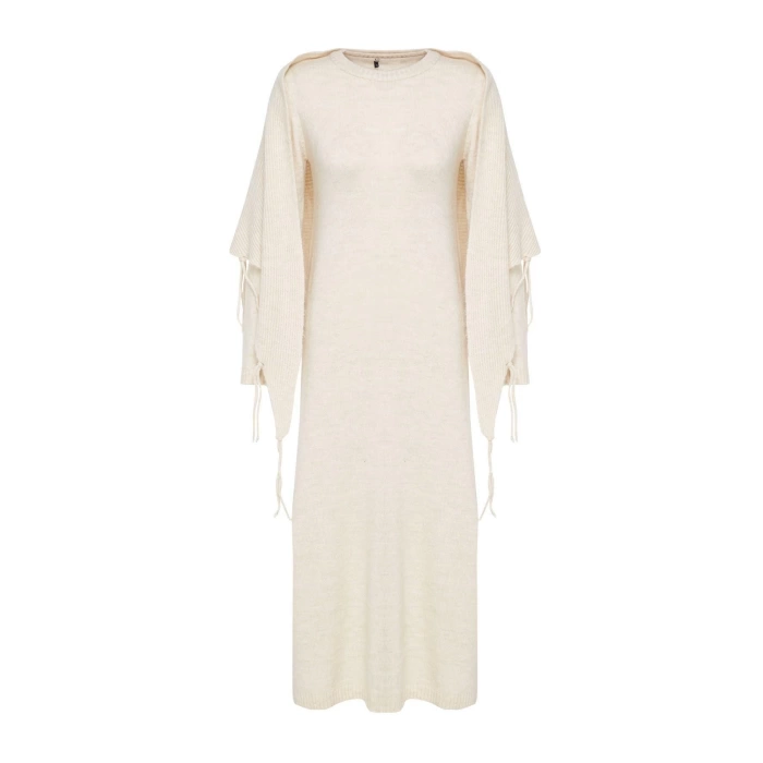 New Regular Casual Daily Single Plate Knitwear Crew Neck Long Sleeve Basic Maxi Length Dress