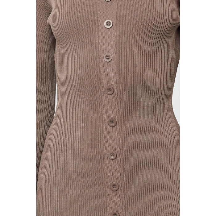 New Regular Day Night Single Plate Knitwear V Neck Long Sleeve Bodycone Maxi Length Dress