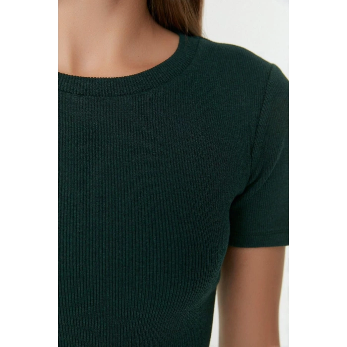 New Slim Casual Daily Regenerated Camisole Knitted Crew Neck Short Sleeve Bodycone Mini Length Dress