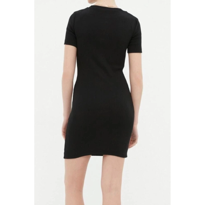 New Slim Casual Daily Regenerated Camisole Knitted Crew Neck Short Sleeve Bodycone Mini Length Dress