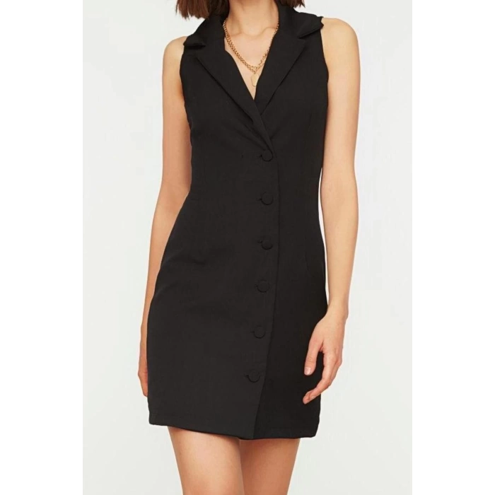 New Regular Business Finike Woven Jacket Collar Sleeveless Sleeve Jacket Dress Mini Length Dress
