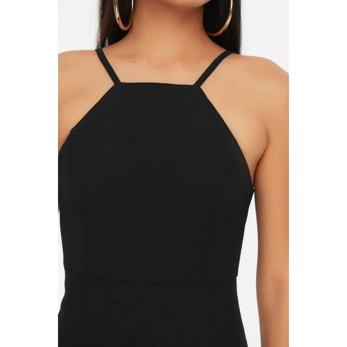 New Regular Day Night Finike Woven Halter Neck Strappy Sleeve Bodycone Midi Length Dress