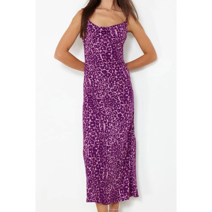 New Fit Day Night Shally Woven Cowl Neck Strap Sleeve Bodycone Midi Length Dress