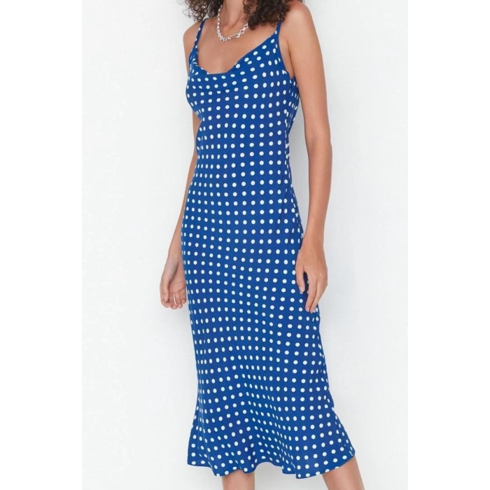 New Fit Day Night Shally Woven Cowl Neck Strap Sleeve Bodycone Midi Length Dress