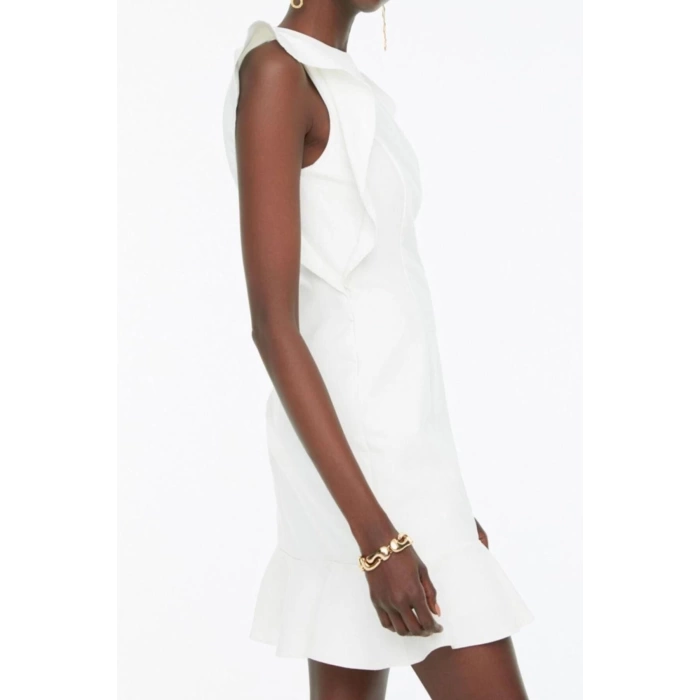 New Regular Day Night Finike Woven Crew Neck Sleeveless Sleeve Bodycone Mini Length Dress