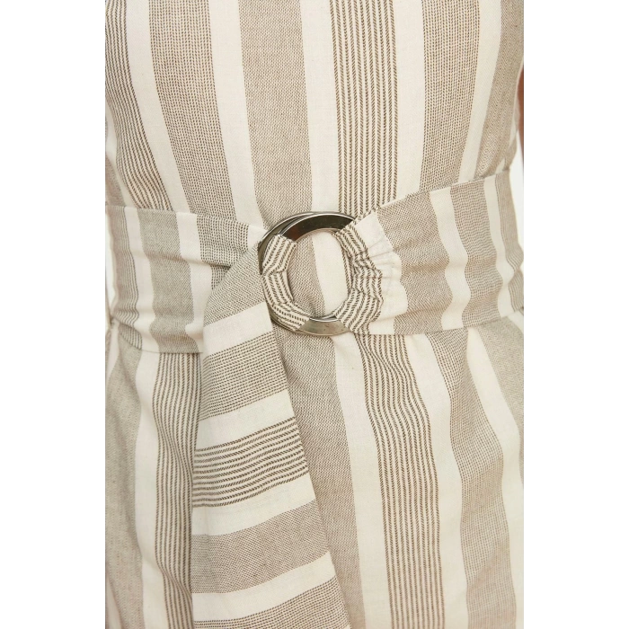 New Fit Casual Daily Linen Look Woven Crew Neck Sleeveless Sleeve Bodycone Mini Length Dress