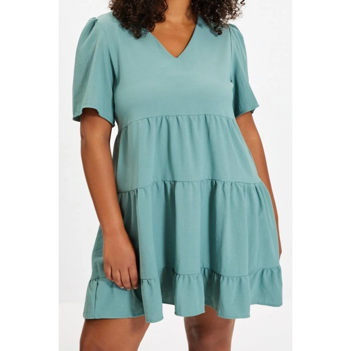 New Regular Casual Daily Aerobin Woven V Neck Short Sleeve Shift Mini Length Dress