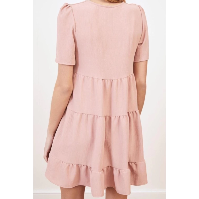 New Regular Casual Daily Aerobin Woven V Neck Short Sleeve Shift Mini Length Dress