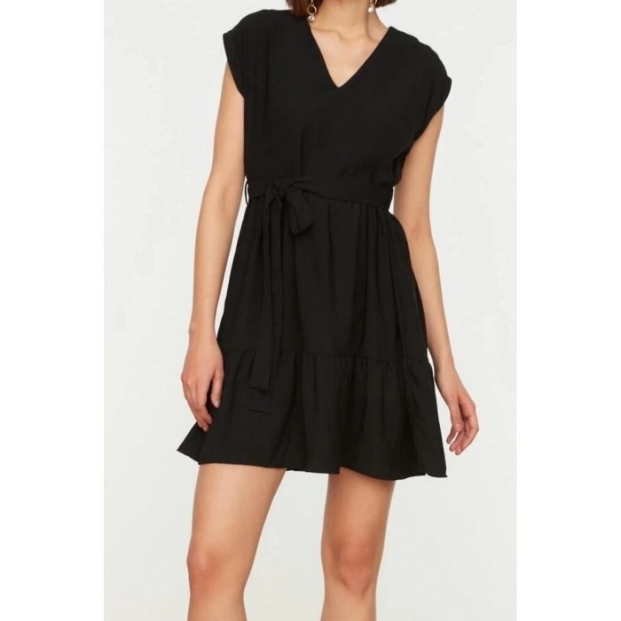 New Regular Casual Daily Aerobin Woven V Neck Sleeveless Sleeve Skater Mini Length Dress
