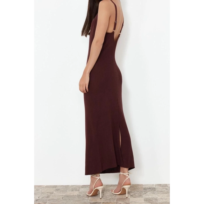 New Regular Casual Daily Single Plate Knitwear V Neck Strappy Sleeve Basic Maxi Length Dress