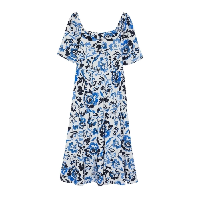 New Regular Casual Daily Shally Woven Sweetheart Neck Short Sleeve A-Line Midi Length Dress