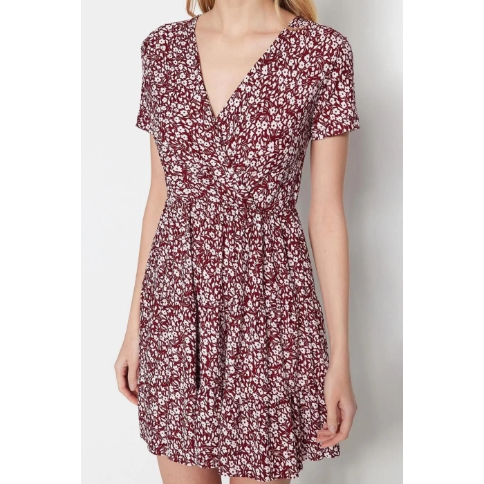 New Regular Casual Daily Polyester Camisole Knitted Double Breasted Short Sleeve Skater Mini Dress